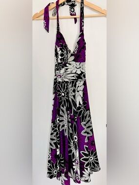 Purple Floral V-Neck Maxi Dress - Sleeveless Elegant Women’s Dress